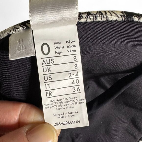 ZImmermann Women's Black Print Triangle Bikini Top US 2-4 C/D NWT - Picture 7 of 9